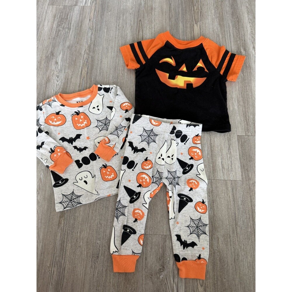 Halloween Pajamas Bundle Glow In Dark PJ Set + Pumpkin Shirt